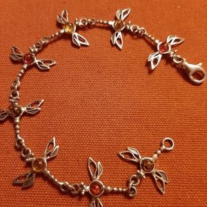 Sterling Silver Amber Dragonfly Bracelet